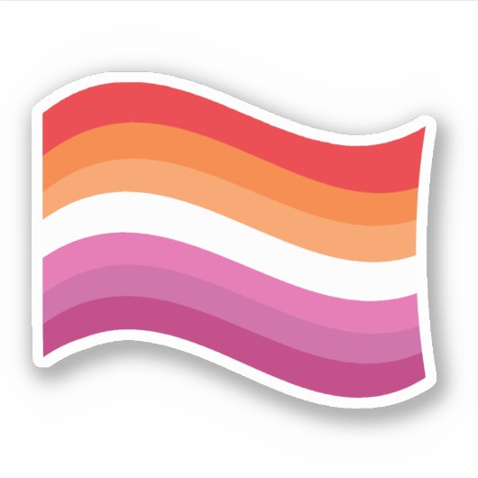 Lesbische Sunset Pride Golvende Vlag Sticker (Voorkant)