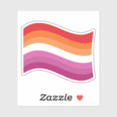 Lesbische Sunset Pride Golvende Vlag Sticker (Vel)