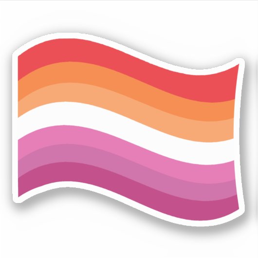 Lesbische Sunset Pride Golvende Vlag Sticker (Voorkant)