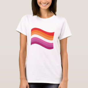 Lesbische Sunset Pride Golvende Vlag T-shirt