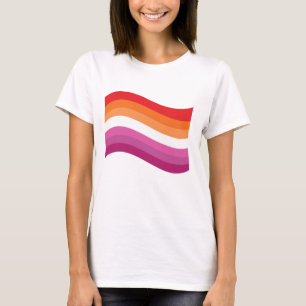 Lesbische Sunset Pride Golvende Vlag T-shirt