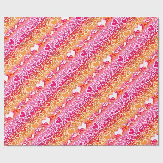 Lesbische Sunset Pride Squiggle Cadeaupapier (Vlak)