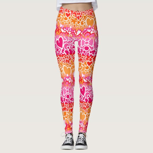 Lesbische Sunset Pride Squiggle Leggings (Voorkant)