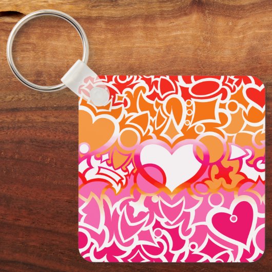 Lesbische Sunset Pride Squiggle Sleutelhanger (Voorkant)