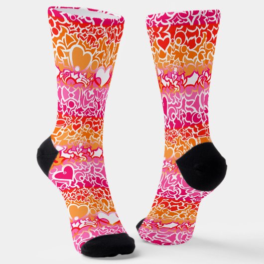 Lesbische Sunset Pride Squiggle Sokken (Gebogen)