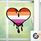 Lesbische trots druppelend hart raamsticker (Huis)
