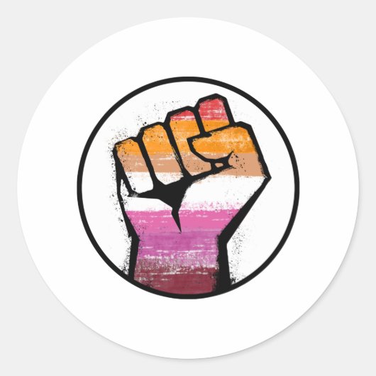 Lesbische trots vuist cirkel ronde sticker (Voorkant)