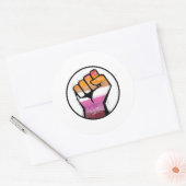 Lesbische trots vuist cirkel ronde sticker (Envelop)