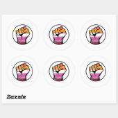 Lesbische trots vuist cirkel ronde sticker (Vel)