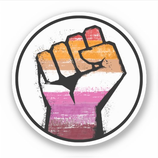 Lesbische trots vuist cirkel sticker (Voorkant)
