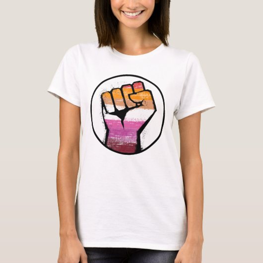 Lesbische trots vuist cirkel t-shirt (Voorkant)