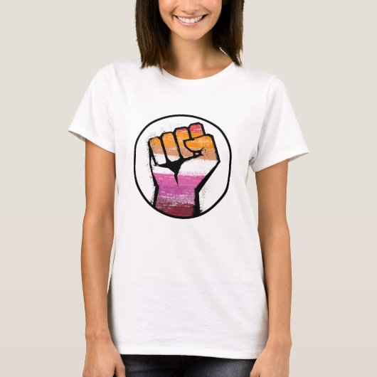 Lesbische trots vuist cirkel t-shirt (Voorkant)
