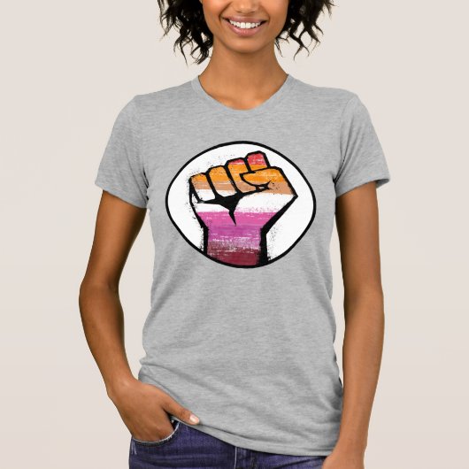 Lesbische trots vuist cirkel t-shirt (Voorkant)