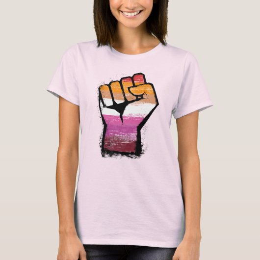 Lesbische trots vuist T-shirt (Voorkant)