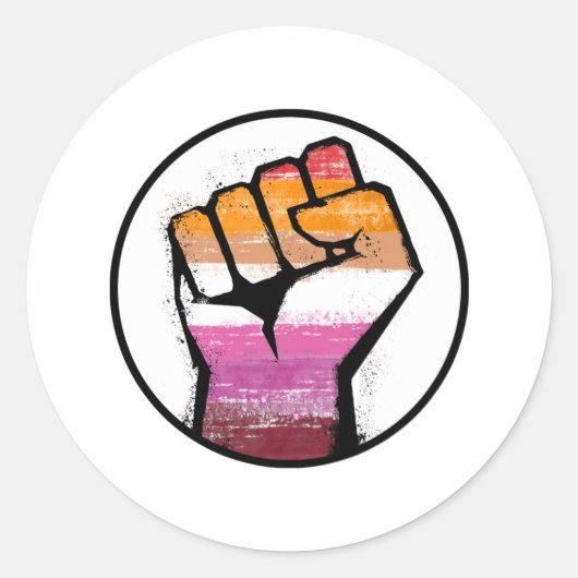 Lesbische trotsvuistcirkel ronde sticker (Voorkant)