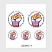 Lesbische trotsvuistcirkel sticker (Vel)