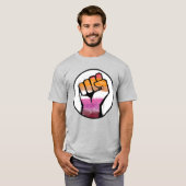 Lesbische trotsvuistcirkel t-shirt (Voorkant volledig)