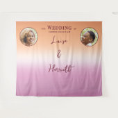 Lesbische Trouwfoto Pride Vlag Gradiënt Achtergron Wandkleed (Voorkant (horizontaal))