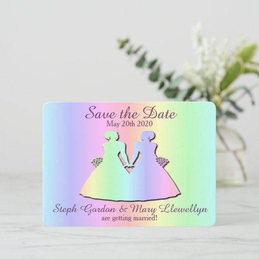 Lesbische Trouwkaart Save-the-Date Kaart (Staand voorkant)