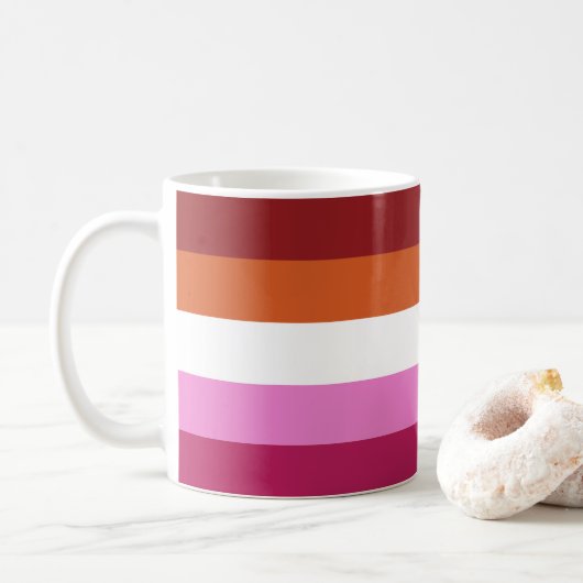 Lesbische vlag Colors Coffee Mok (Met donut)