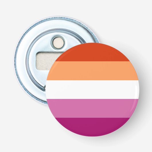 Lesbische Vlag LGBT Flesopener Button Flesopener (Voorkant)