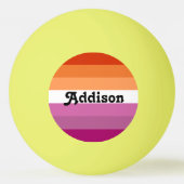 Lesbische vlag met gepersonaliseerde naamgift pingpongbal (Voorkant)