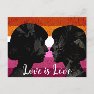 Lesbische Vlag met Twee Vrouw Silhouetten Briefkaart