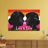 Lesbische Vlag met Twee Vrouw Silhouetten Canvas Afdruk (Insitu (Woonkamer))