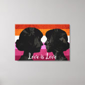 Lesbische Vlag met Twee Vrouw Silhouetten Canvas Afdruk (Voorkant)