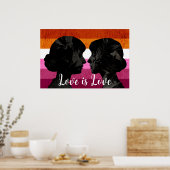 Lesbische Vlag met Twee Vrouw Silhouetten Poster (Keuken)