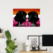 Lesbische Vlag met Twee Vrouw Silhouetten Poster (Thuiskantoor)