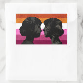 Lesbische Vlag met Twee Vrouw Silhouetten Rechthoekige Sticker (Tas)