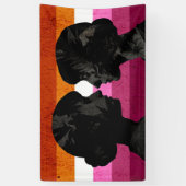 Lesbische Vlag met Twee Vrouw Silhouetten Spandoek (Verticaal)