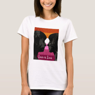 Lesbische Vlag met Twee Vrouw Silhouetten T-shirt