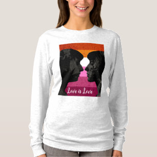Lesbische Vlag met Twee Vrouw Silhouetten T-shirt