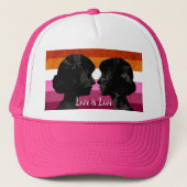 Lesbische Vlag met Twee Vrouw Silhouetten Trucker Pet (Voorkant)