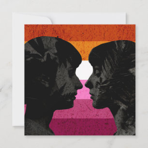 Lesbische vlag met twee vrouwen silhouetten kaart