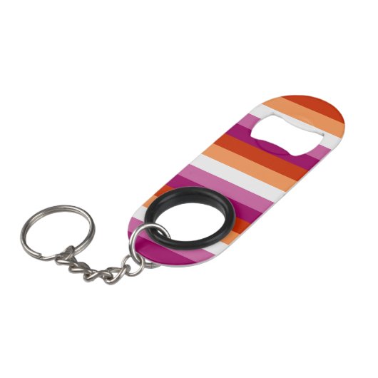 Lesbische vlag mini flessenopener (Voorkant Gekanteld)