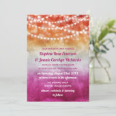 Lesbische vlag Ombre String Lights Bruiloft Kaart (Staand voorkant)