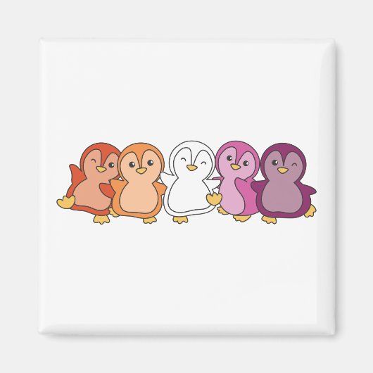 Lesbische vlag Pride Lgbtq Cute Penguin Magnet (Voorkant)