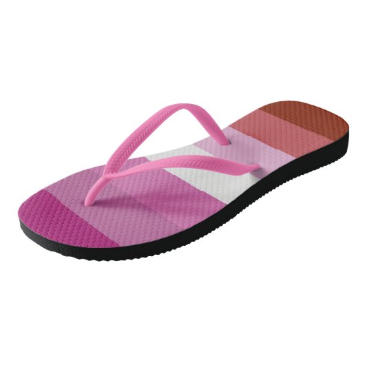 Lesbische vlag roze rode strepe pride teenslippers (Schuin)