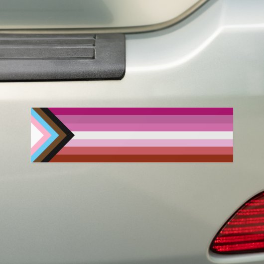 Lesbische vooruitgang Pride vlag strepen Bumpersticker (Op auto)