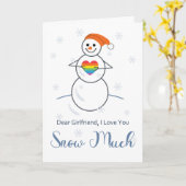 Lesbische Vriendin Valentijn Cute Snowman & Heart Kaart (Gele Bloem)