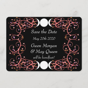 Lesbische Wiccan Wedding Save the Date Kaart