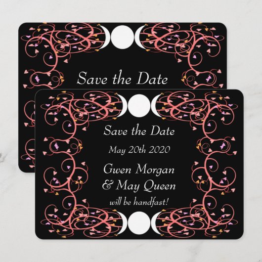 Lesbische Wiccan Wedding Save the Date Kaart (Voorkant / Achterkant)