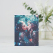 Lesbische zeemeermeisjes briefkaart (Staand voorkant)