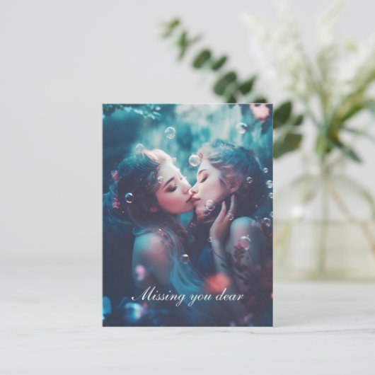 Lesbische zeemeermeisjes briefkaart (Staand voorkant)