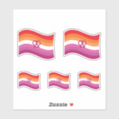 Lesbische Zonsondergang Liefde Pride Golvende Vlag Sticker (Vel)
