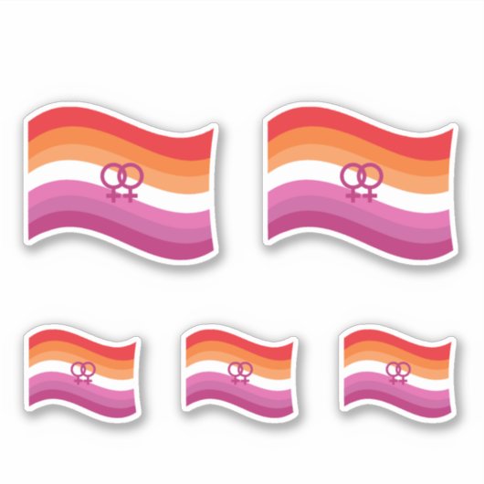 Lesbische Zonsondergang Liefde Pride Golvende Vlag Sticker (Voorkant)