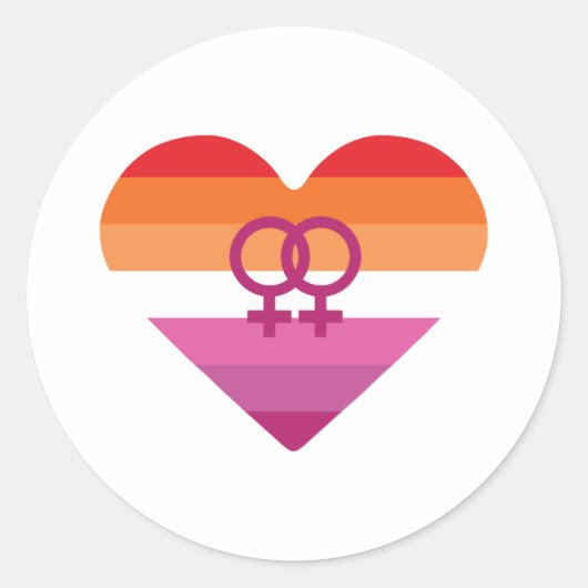 Lesbische Zonsondergang WLW Hart Ronde Sticker (Voorkant)